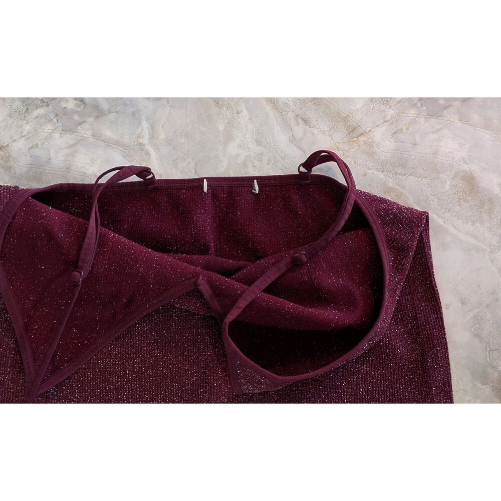 Sparkly Burgundy bodycon slip dress XS - Picture 5 of 8